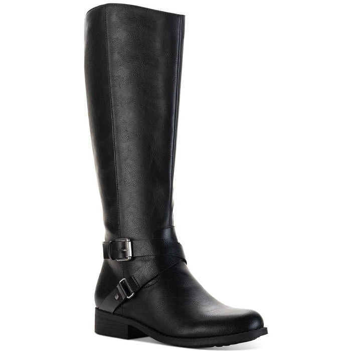 Style & Co. Womens Marliee Wide Calf Motorcycle Boots Black 9 Medium (B,M)