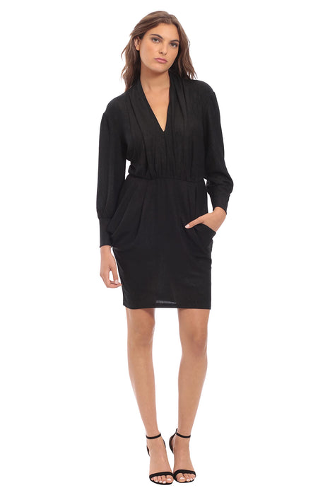 Donna Morgan Stretch Lame Long Sleeve with Pockets Black 2