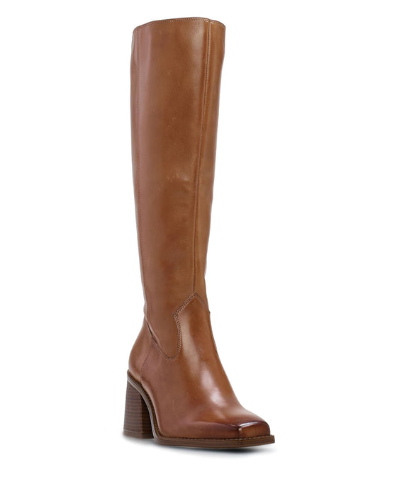 Vince Camuto Women's Sangeti Stacked Heel Knee High Boot Fashion, Golden Walnut, 8.5