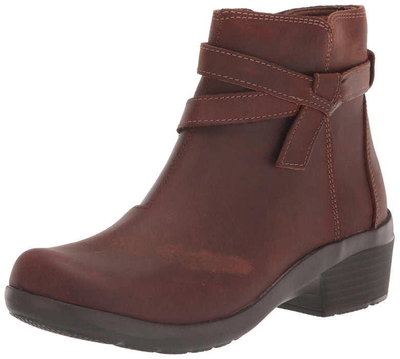 Clarks Women's Angie Spice Ankle Boot, Dark Tan Leather, 6.5