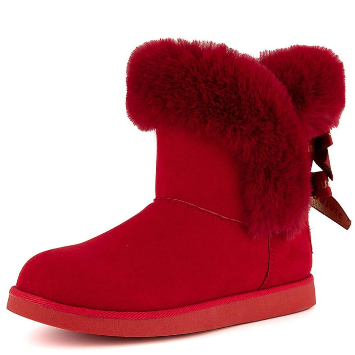 Juicy Couture Women's Slip On Winter Snow Boots Warm & Insulated Fur Lining Comfortable Fashion Booties-King-Cognac-6