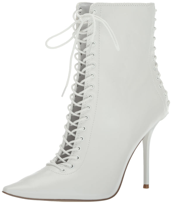 Steve Madden Women's Allnight Ankle Boot, White Leather, 7