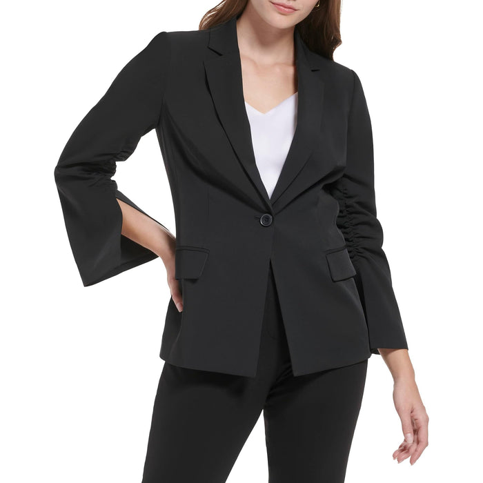 Calvin Klein One-Button Jacket with Ruched Sleeve Black 4