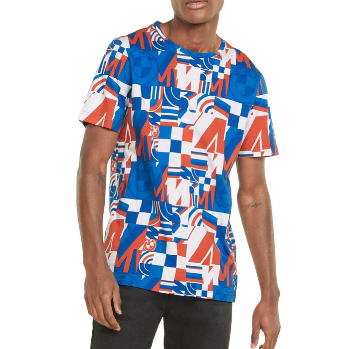 PUMA BMW M Motorsport All Over Print Tee Puma White/Multicolor All Over Print LG