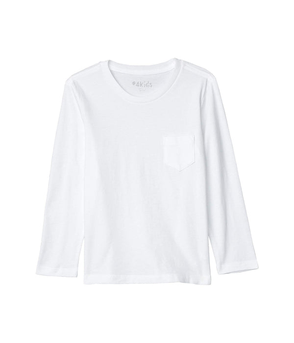 4kids Kids Pocket Long Sleeve Tee White 2XS Little Kid
