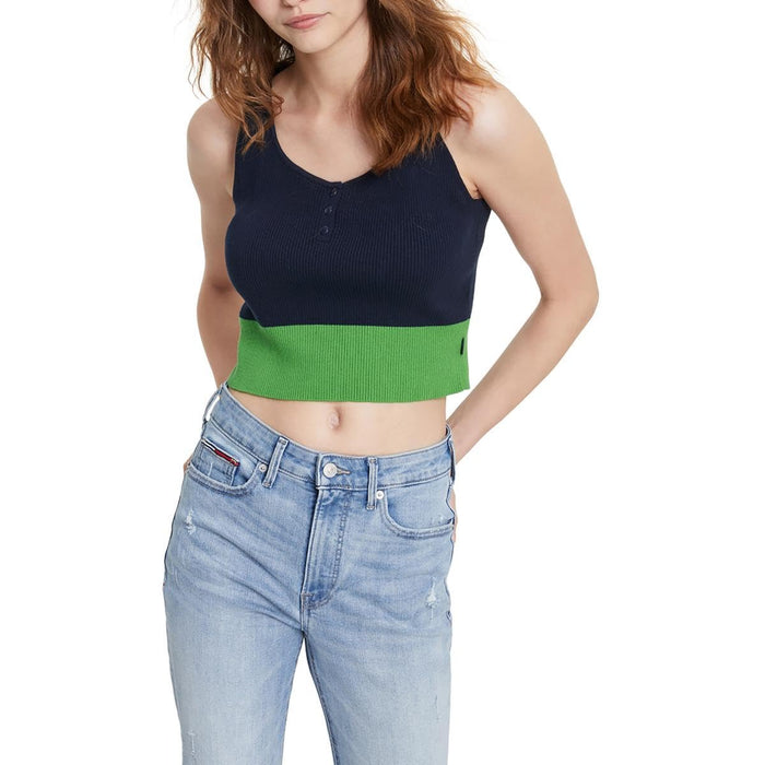 Tommy Jeans Crop Color-Block Sweater Tank Sky Captain/New Leaf XL