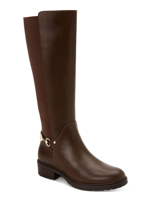 Giani Bernini Womens Buckle Accent Barnibee Round Toe Block Heel Zip-Up Leather Riding Boot