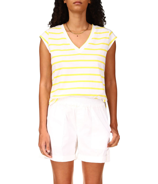 Sanctuary Good Life Striped Slub Tee Yellow/White Stripe LG (US 10-12)