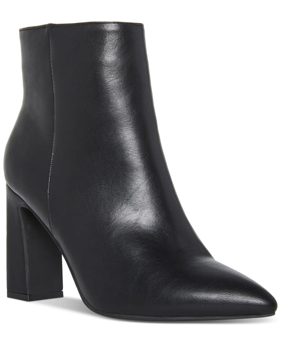 Madden Girl Women's Bonnie Pointed-Toe Block-Heel Boots, Black Smooth, 9