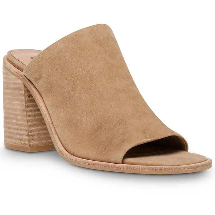 Steve Madden Women's Cru Heeled Sandals, Camel Suede, 6