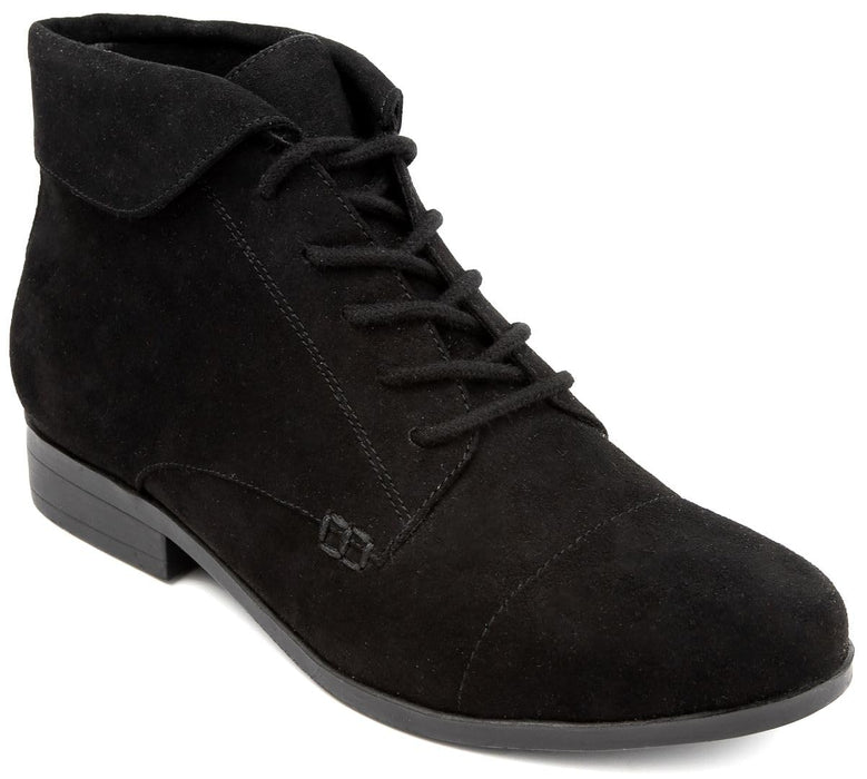 LONDON FOG Women's Crissy Ankle Boots, Black Suede, 8