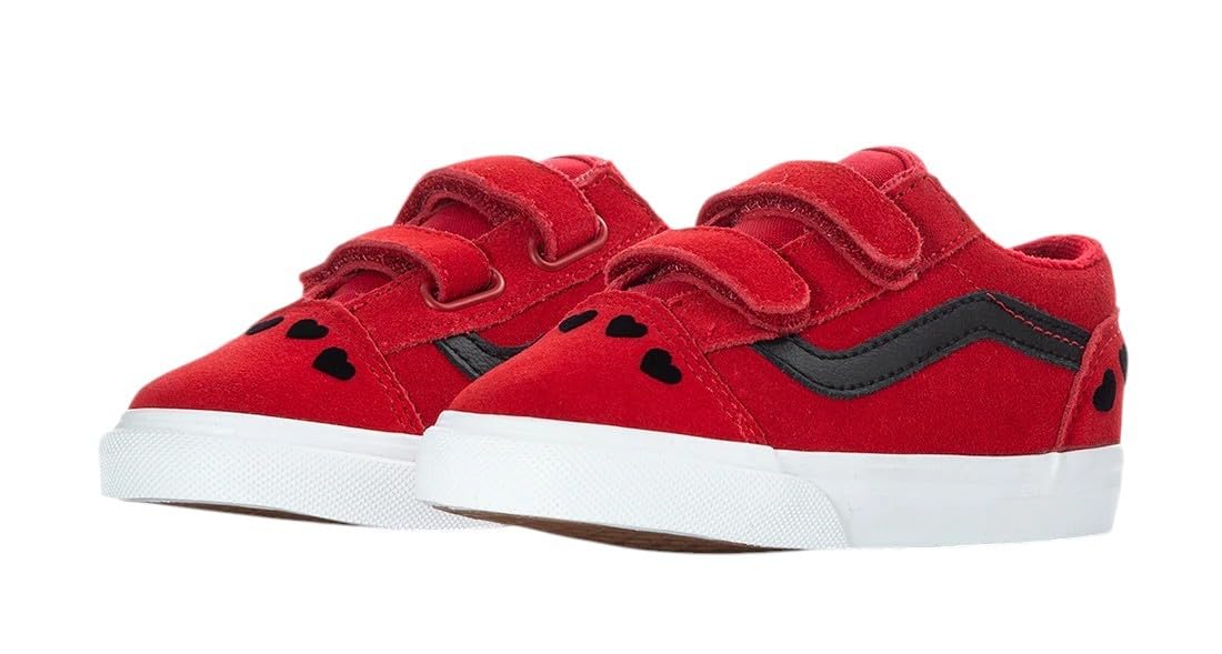 Vans Unisex Old Skool V (Infant/Toddler) Hearts Red/Black 6 Medium