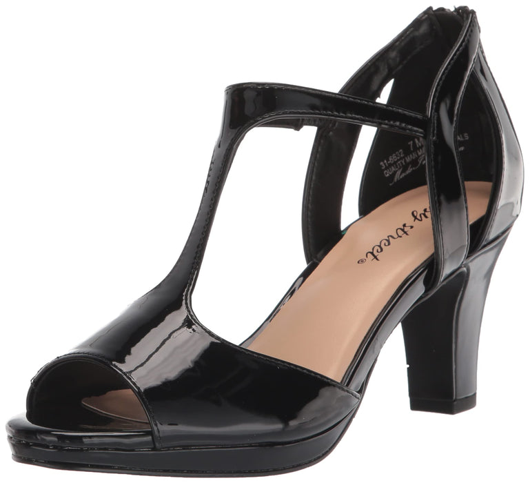 Easy Street womens Flash Heeled Sandal, Black Patent, 7.5 US