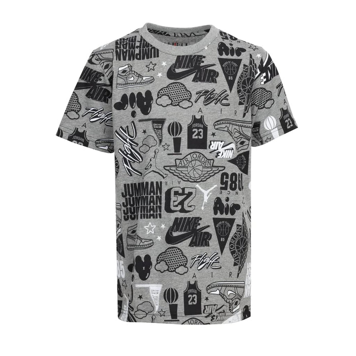 Jordan Boys Jordan Air Elements AOP Tee (Big Kids) Carbon Heather SM (8 Big Kid)