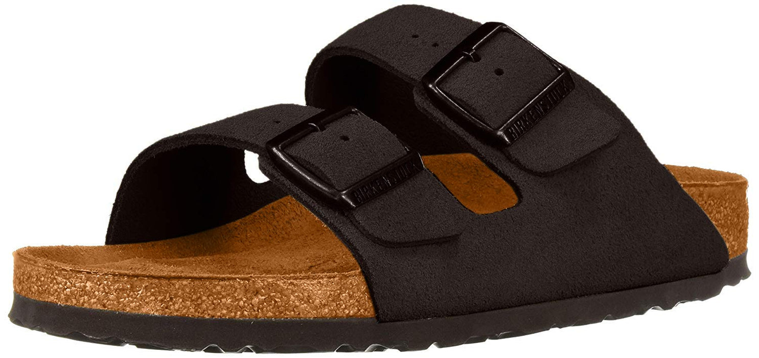 Birkenstock Arizona Soft Footbed Unisex Suede Sandal, Black Suede, 7-7.5 Women/5-5.5 Men