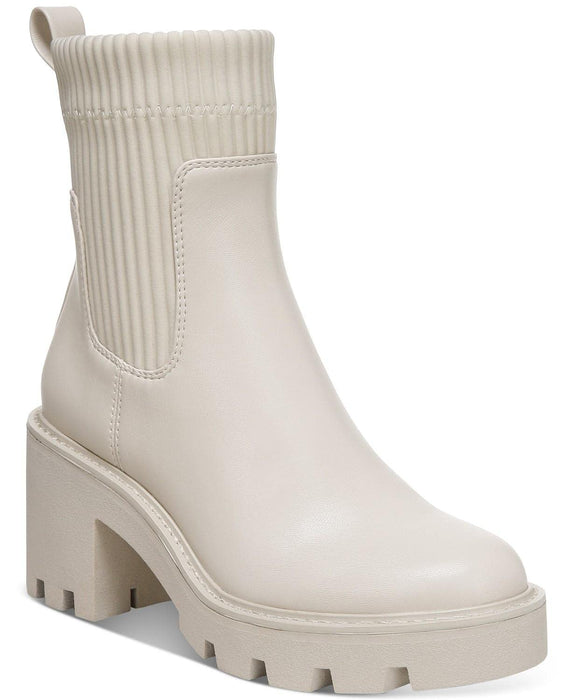 bar III Womens Leather Ankle Ankle Boots Ivory 5 Medium (B,M)