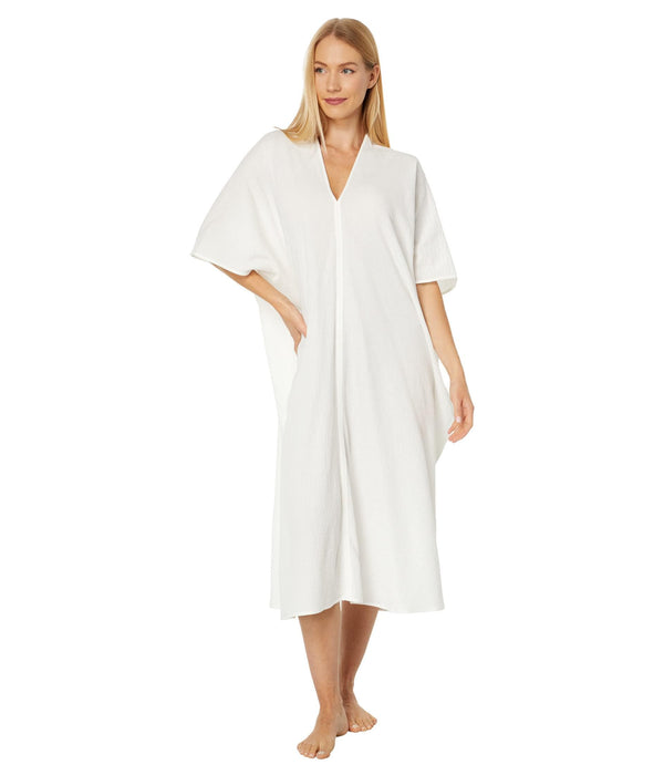 Natori Onsen Textured Cotton Caftan White M (Womens 10-12)