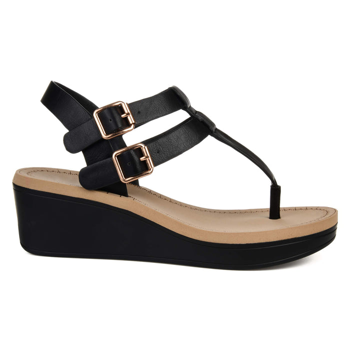 Journee Collection Womens' Bianca Double Buckle Platform Wedge Sandals