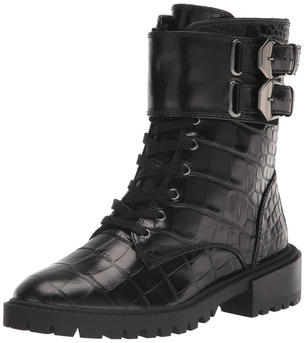 Vince Camuto Women's Footwear Women's Fawdry Combat Boot, Black Croc, 7