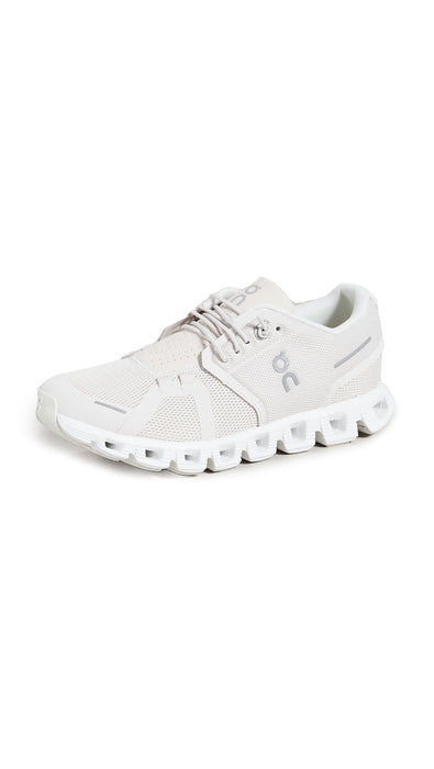 On Women's Cloud 5 Sneakers, Pearl/White, 9.5 Medium US