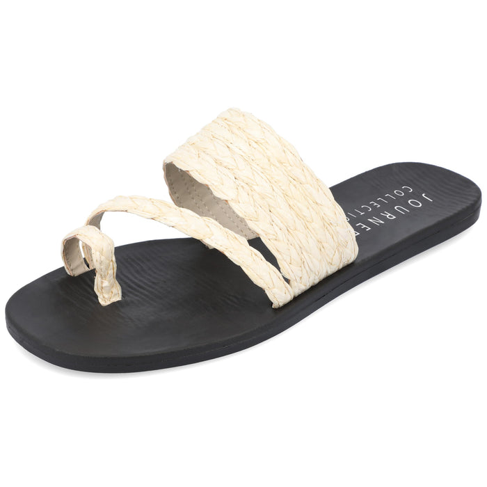 Journee Womens' Zindy Raffia Slip On Slide Sandals