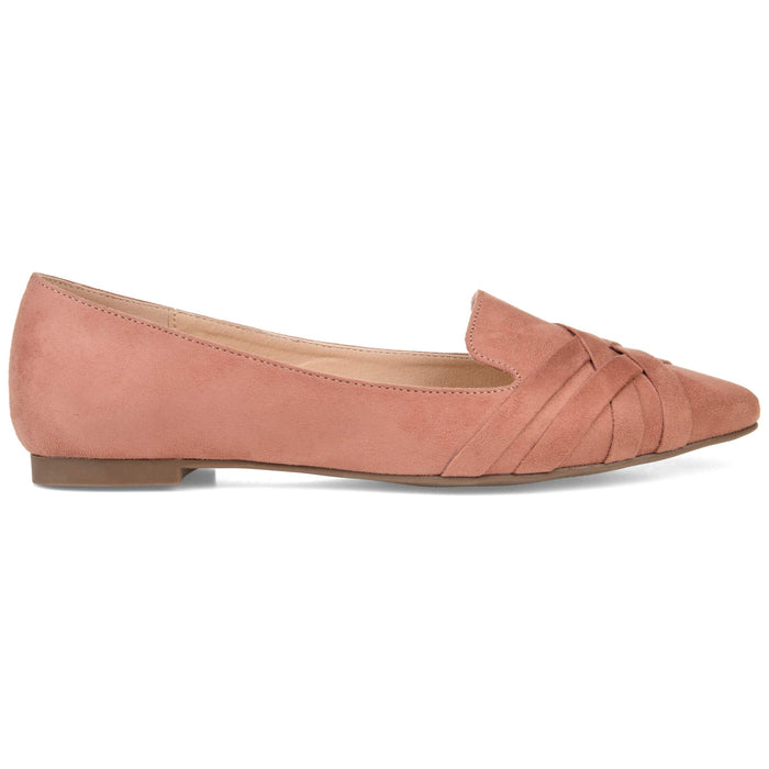 Journee Collection Womens Pink Padded Woven Mindee Pointed Toe Slip on Ballet Flats 8.5 - All, Blush, 8.5