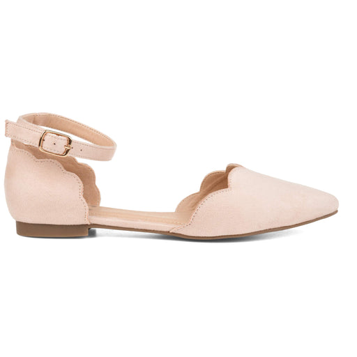 Journee Collection Women's Lana Scalloped Edge Ankle Strap Flats