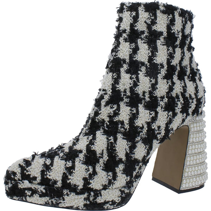 Betsey Womens' Raylan Tweed Metlalic Ankle Boots