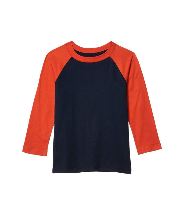 4kids Kids Raglan Long Sleeve Tee Navy Pumpkin SM