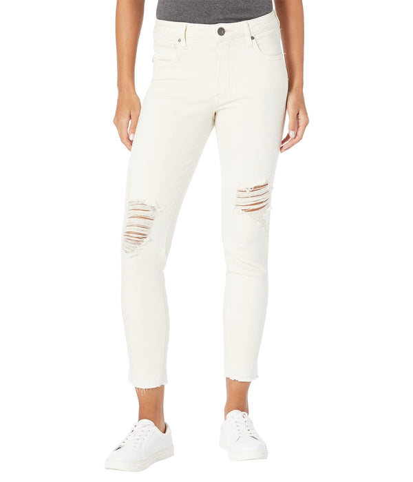 KUT from the Kloth Rachael High-Rise Fab AB Mom Released Hem in Ecru Ecru 18
