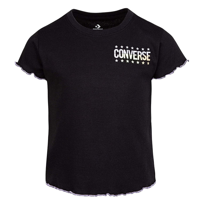 Converse Girls Babydoll Wordmark Top (Big Kids) Black MD (10 Big Kid)
