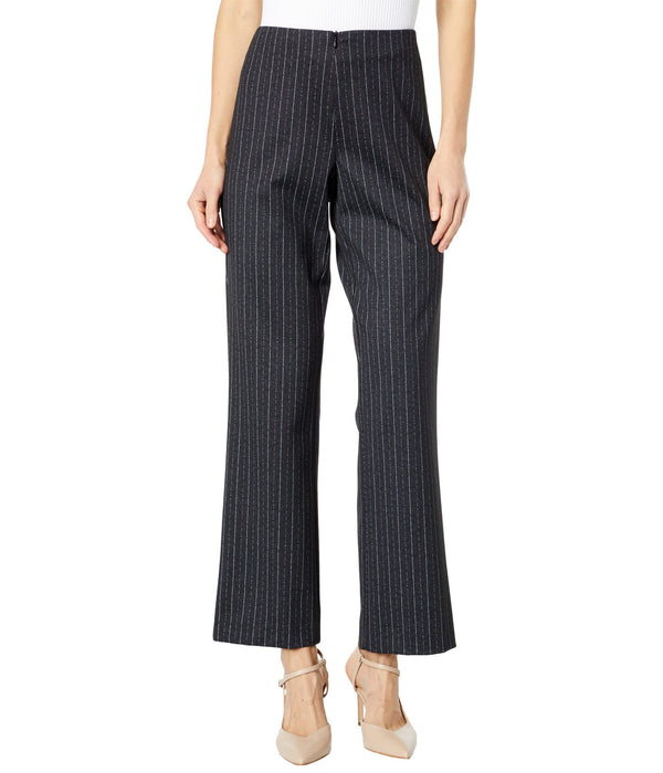 Krazy Larry Knit Wide Leg Front Zip Pants Black Stripe 0 31