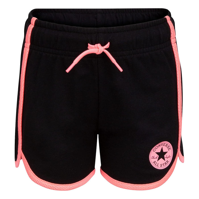 Converse Girls Chuck Patch Dolphin Hem Shorts (Little Kids) Black 6 Little Kid