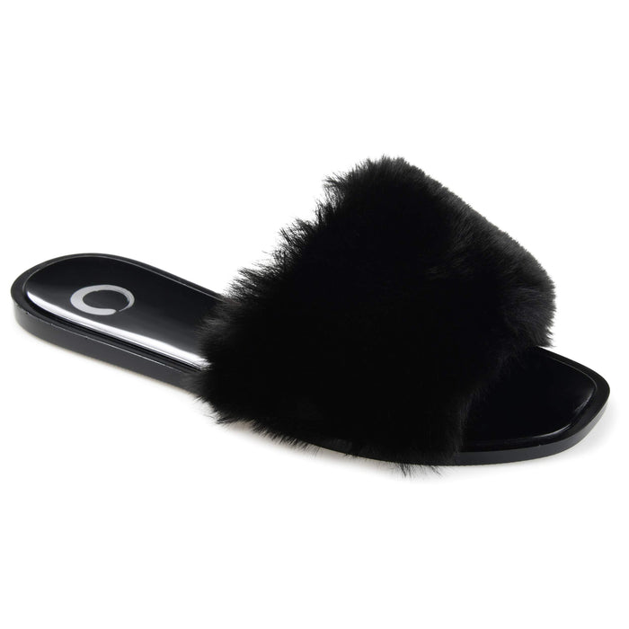 Journee Womens Dusk Faux Fur Jelly Slide