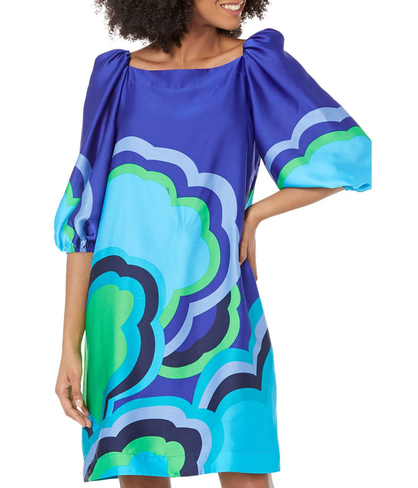 Trina Turk Symphony Dress Pacific Blue Multi SM (US Womens 4-6)