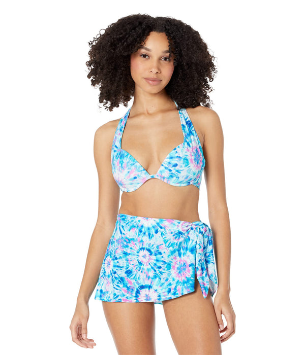 COCO REEF All Over Tie-Dye Cameo Halter Bikini Top Multi 10 (34D)