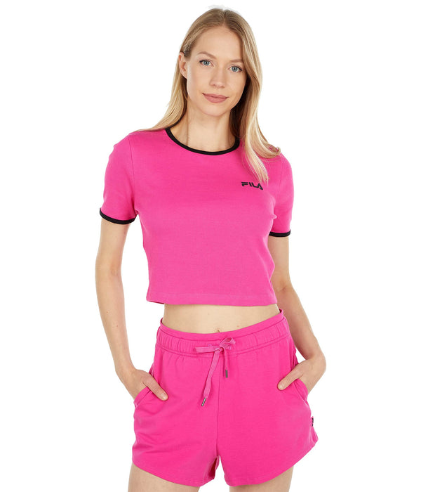 Fila Perla Short Sleeve Crop Top White/Peacoat XL