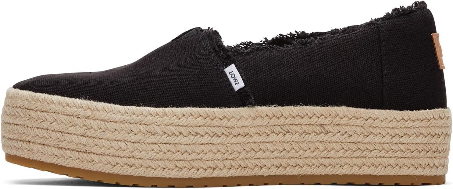 TOMS Womens' Valencia Canvas Platform Espadrille Flats