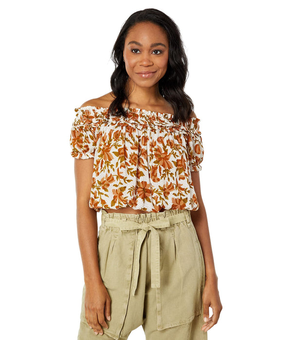 Free People Suki Blouse Ivory Combo LG (Womens 12)