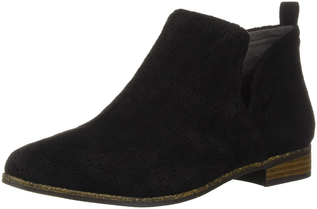 Dr. Scholl's Women's Rate Ankle Boots, Black Perforated Microfiber Suede, 7.5