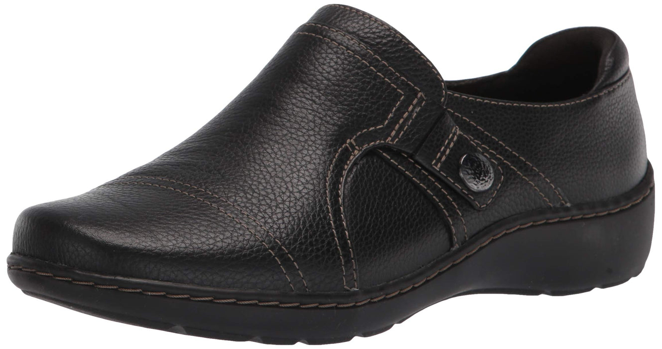 Clarks Women's Cora Poppy Loafer, Black Tumbled, 9