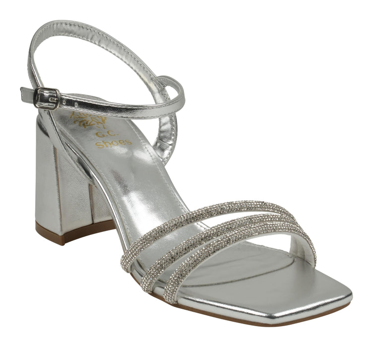 GC SHOES Womens' Tyra Slingback Block Heeled Dress Sandals