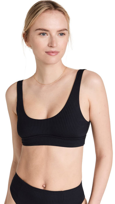 Vitamin A Womens Sienna Ribbed Tank Top Black EcoRib 8 One Size