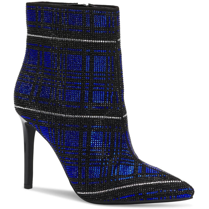 INC Womens Reisa Rhinestone Plaid Ankle Boots Blue 10 Medium (B,M)