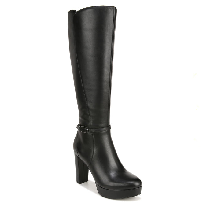 Naturalizer Women's Fenna Knee High Boots, Black Leather Wide Calf, 5.5