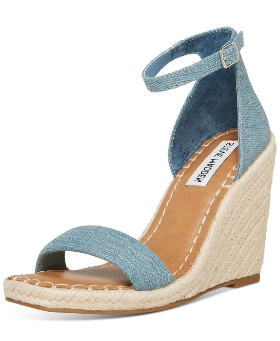 Steve Madden Women's Submit Wedge Sandals, Denim, 10