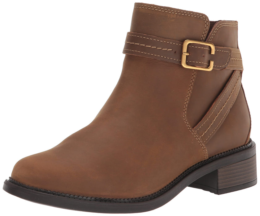 Clarks Women's Maye Strap Ankle Boot, Dark Tan Leather, 7.5