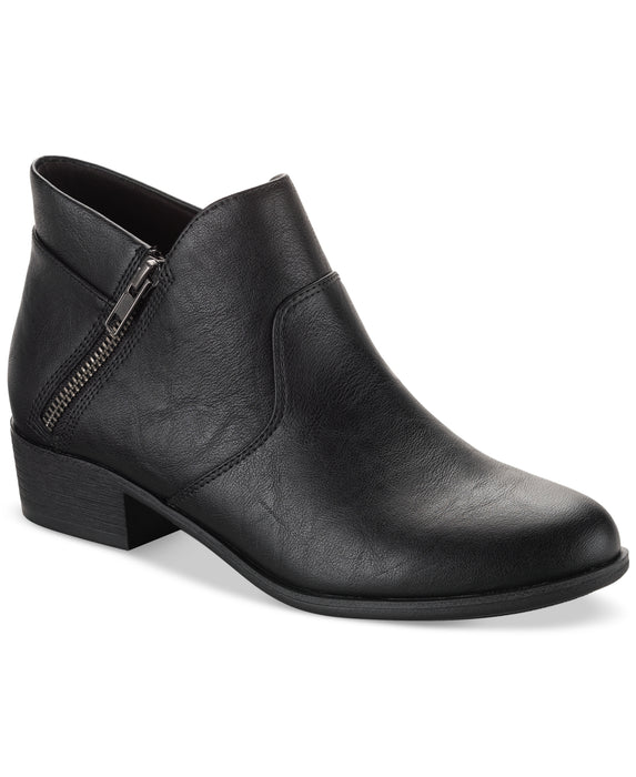 Sun + Stone Women's Adelinee Double Zip Ankle Booties, Created for Macy's - Black Micro