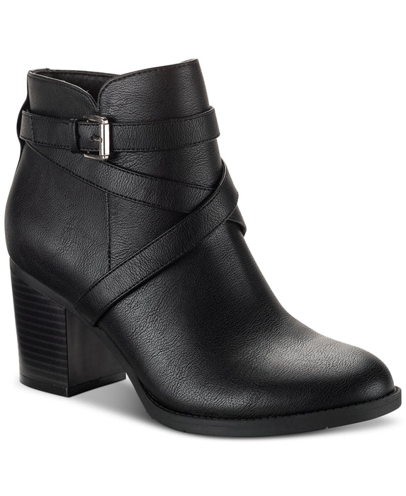 Style & Co Harmonyy Buckled Dress Booties, Created for Macy's - Black Smooth