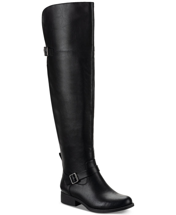 Sun + Stone Women's Anyaa Over-the-Knee Boots, Created for Macy's - Black Micro